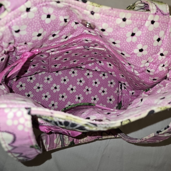 Vera Bradley Priscilla Pink Purse Shoulder Tote Bag Handbag Floral Pics Of Flaw - Picture 13 of 16